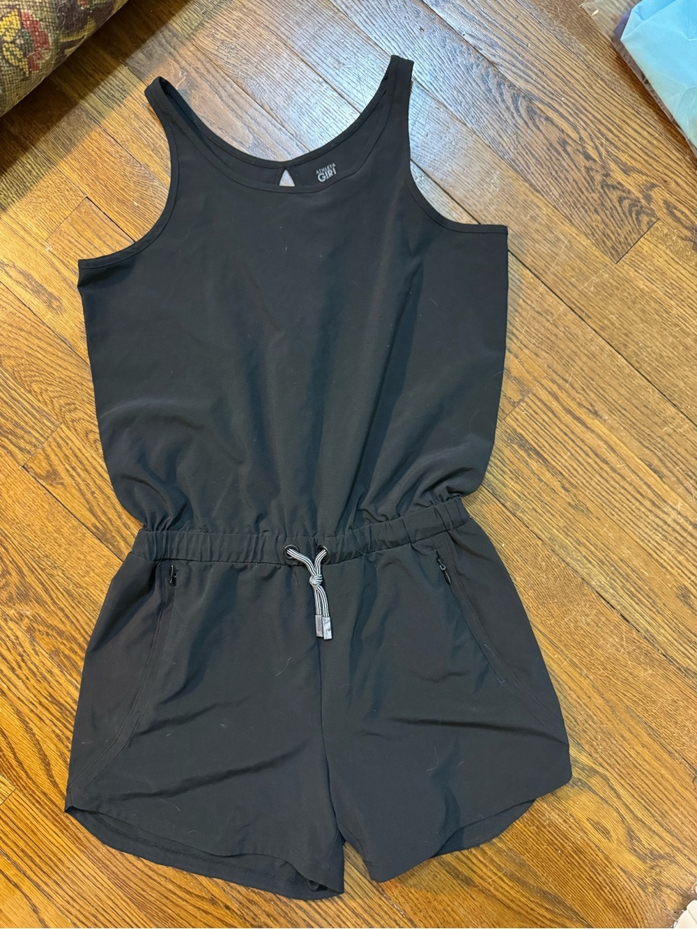 Girls, Size 14 Athleta Girl Black Romper Drawstring Waist